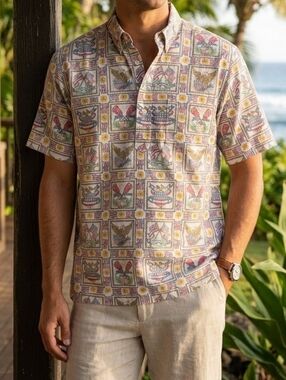 ​Reyn Spooner Dietrich Varez Patriotic Hawaii Pullover Shirt L 4th of July